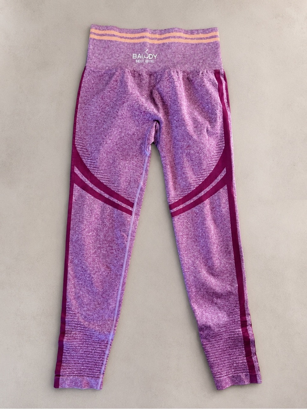 BAWDY Boujee Hippie Seamless High Waisted Leggings Pink Marled Compression XL